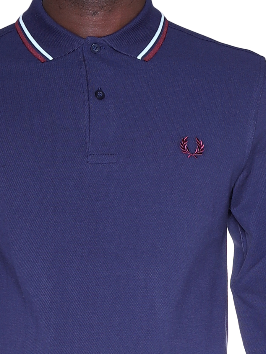 polo fred perry manica lunga blu bordeaux